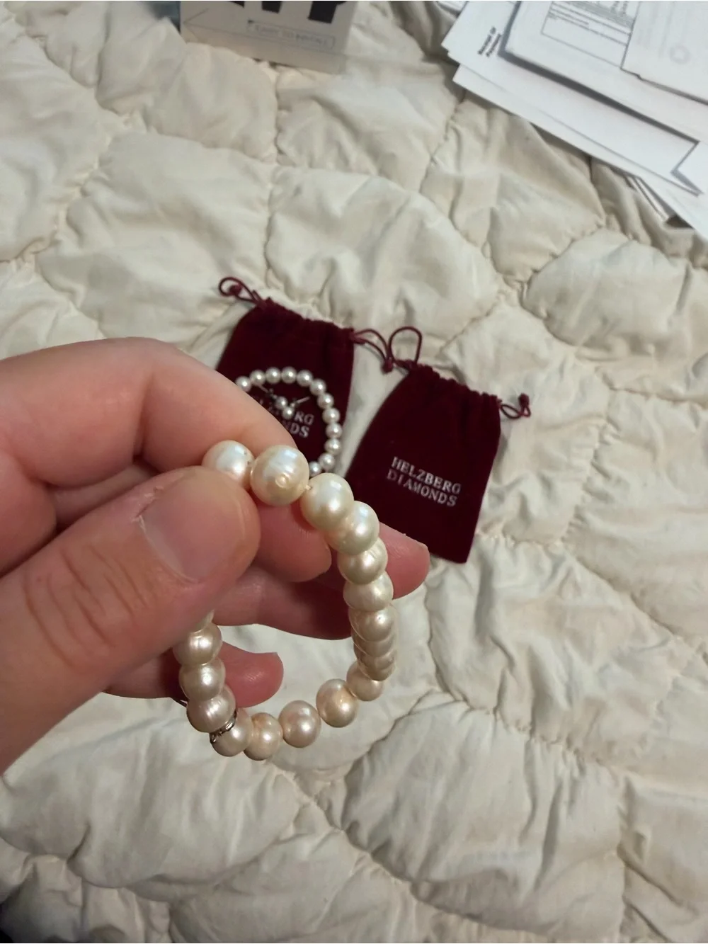 2 Helzberg Pearl bracelets & earrings